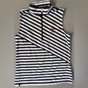 Polo Golf Ralph Lauren Striped Sleeveless Zip Front Top with Embroidered Logo
